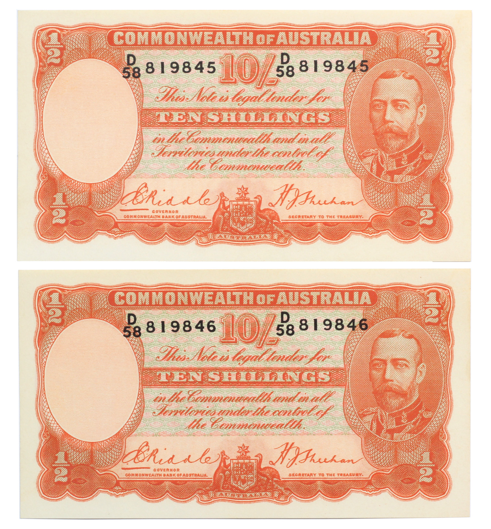 1952. · Riddle/Sheehan, Ten Shillings, 1936, Uncirculated