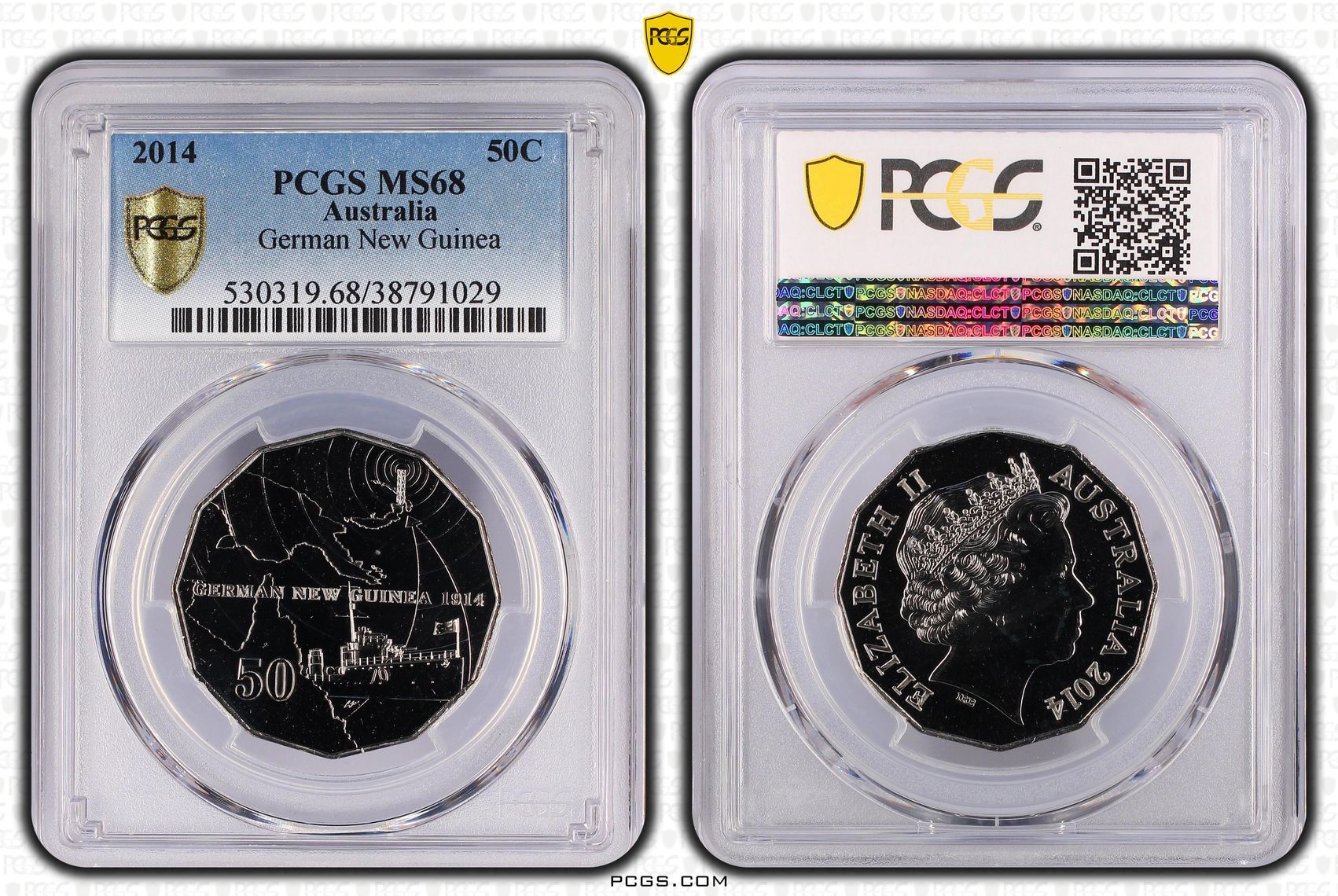 2014 Australia Fifty Cent, 50c German New Guinea PCGS - MS68 -029