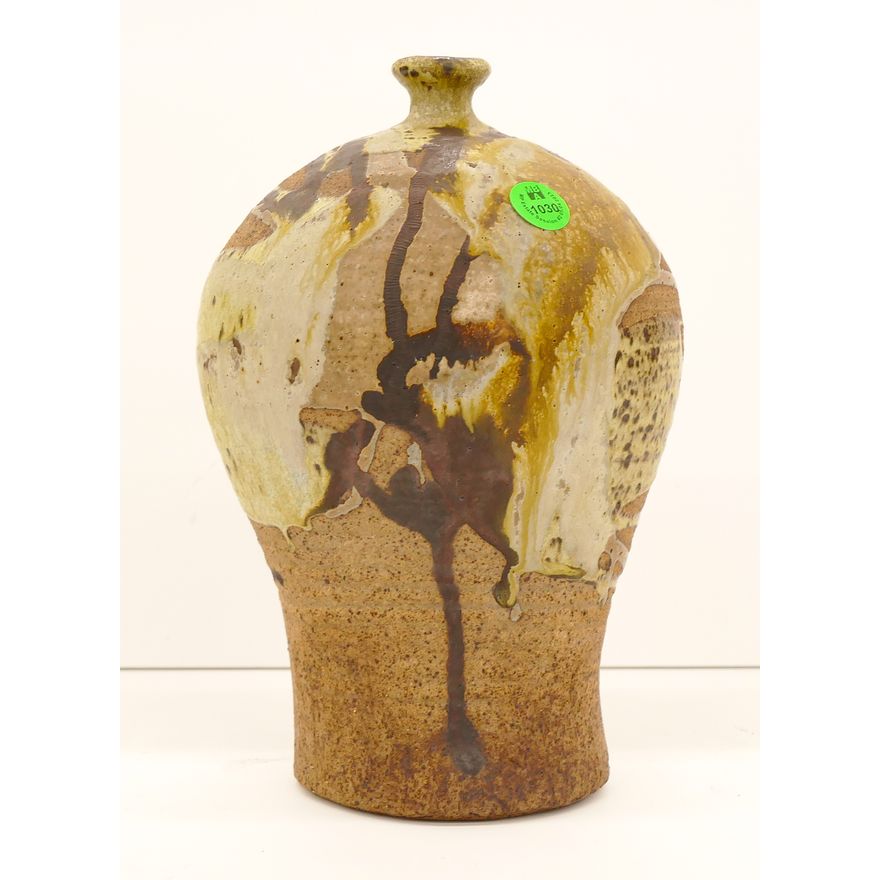 Ray Grimm Drip Glaze Stoneware Weed Vase 9''x6''