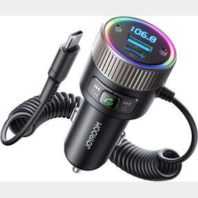 JOYROOM BLUETOOTH 5.4 FM TRANSMITTER CAR ADAPTER 60W PD 30W & TYPE C COILED CABLE 30W WIRELESS RADIO MUSIC PLAYER BLUETOOTH CAR KI