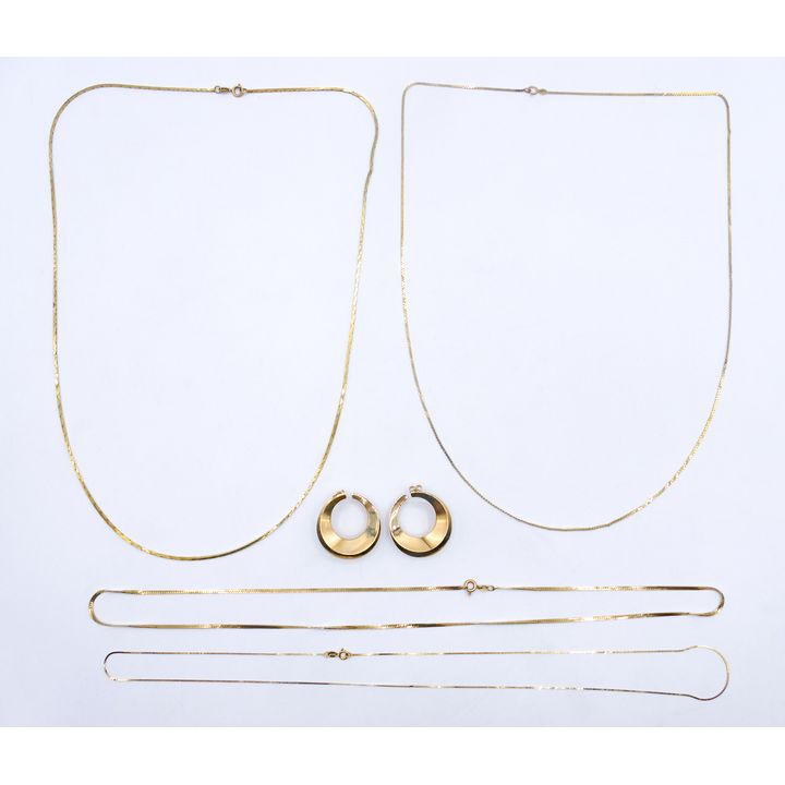 Box 14k Assorted Thin Necklaces and Earrings - 30.9 Grams TW