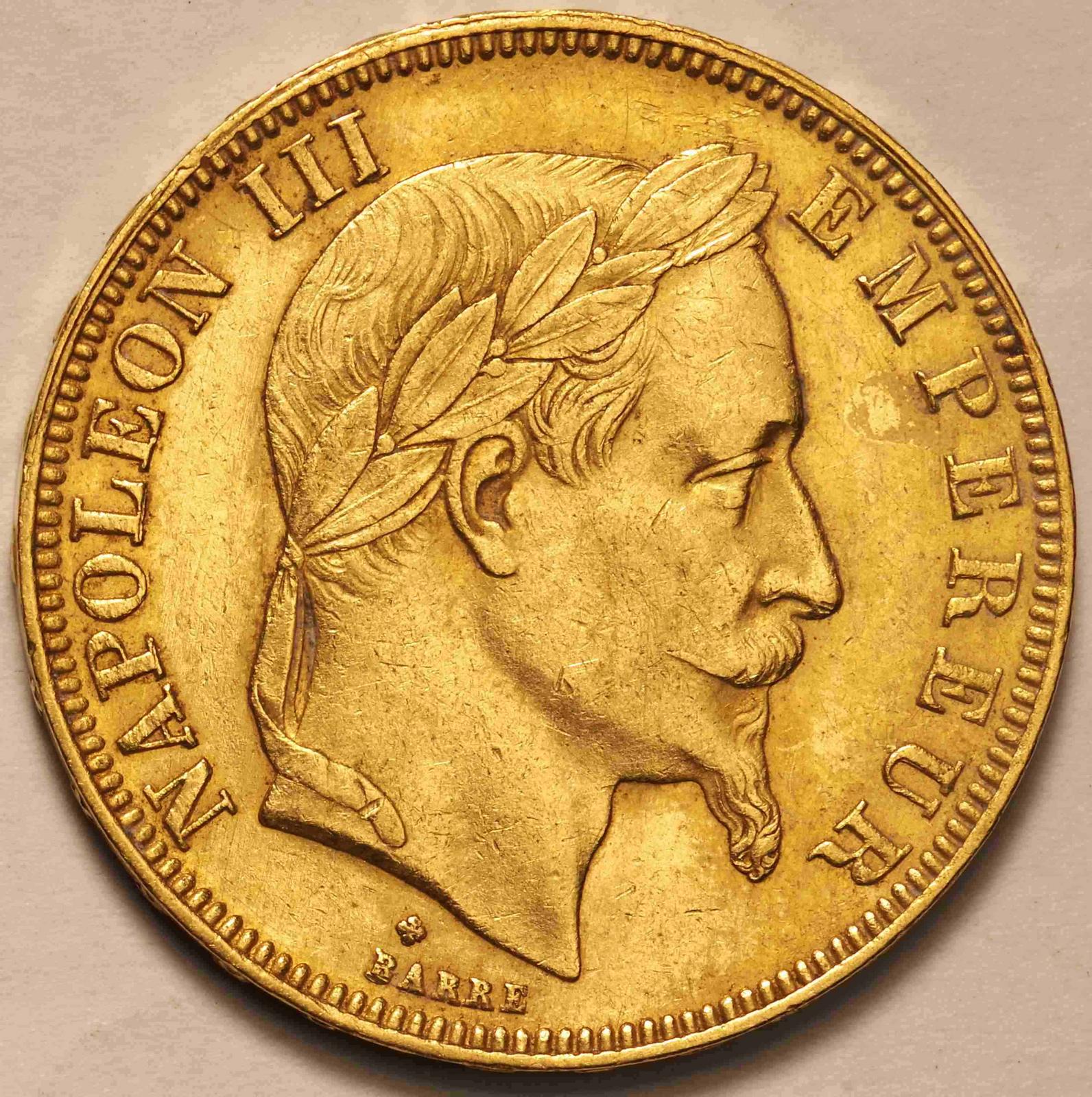1867年 フランス 20フラン金貨 ナポレオン NGC AU58 アンティークAU58 ...