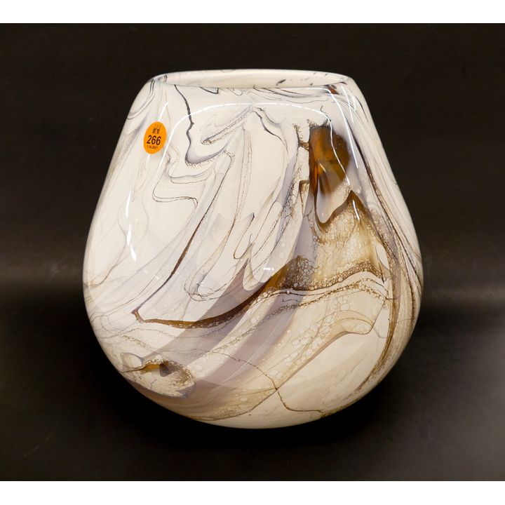 Dan Bergsma White Studio Glass Vase- 8''