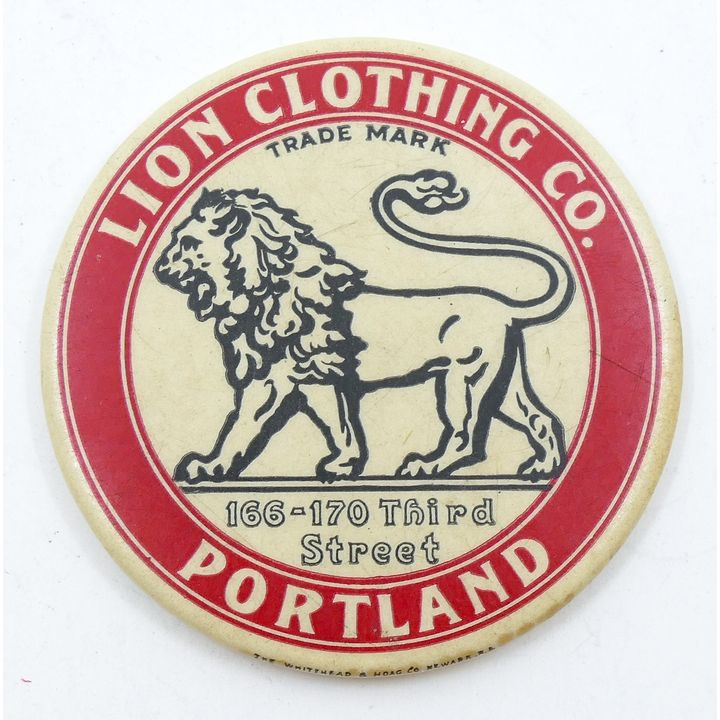Antique Lion Clothing Co. Portland Adv. Hand Mirror