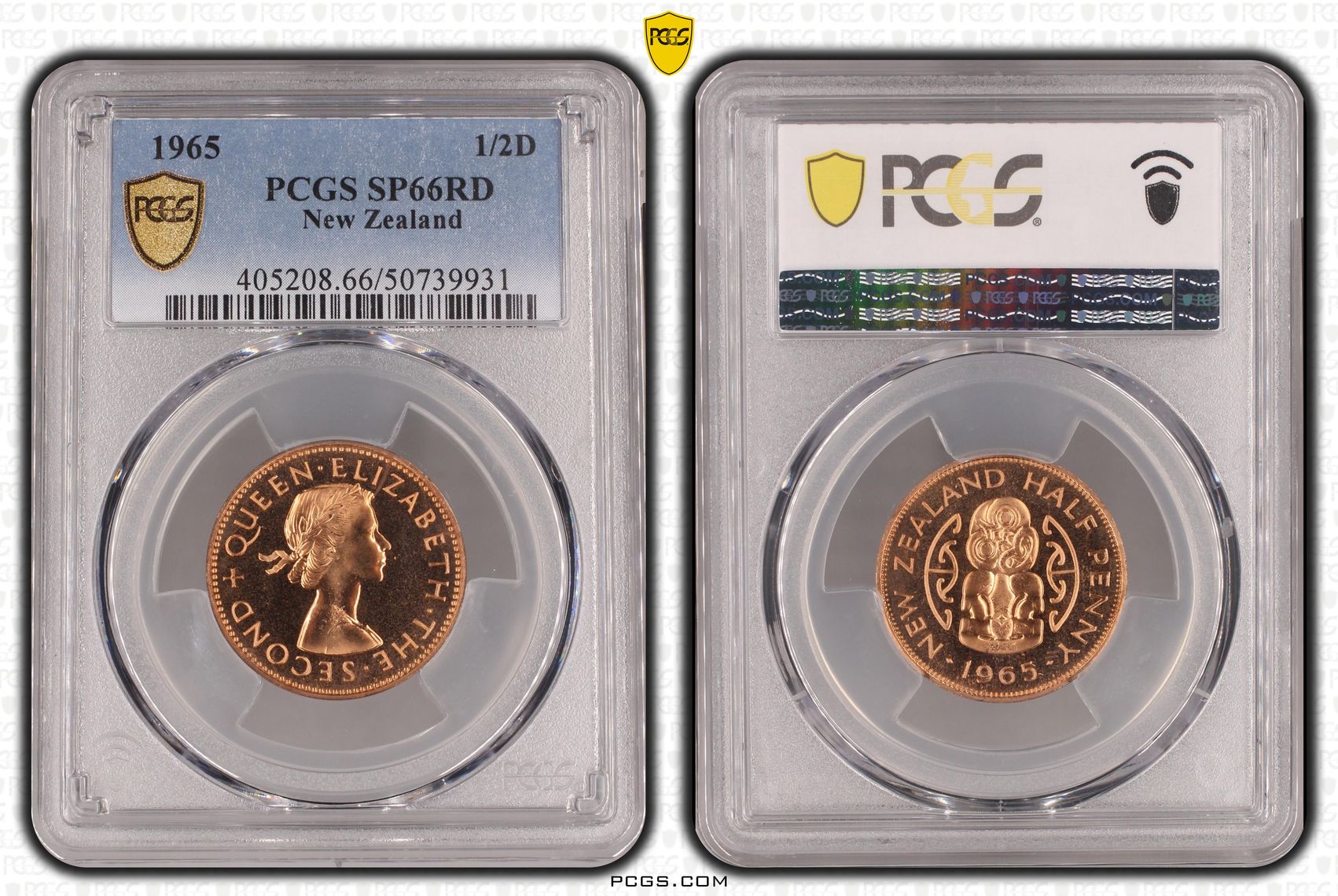 New Zealand, Elizabeth II, Halfpenny, 1965, PCGS SP66RD