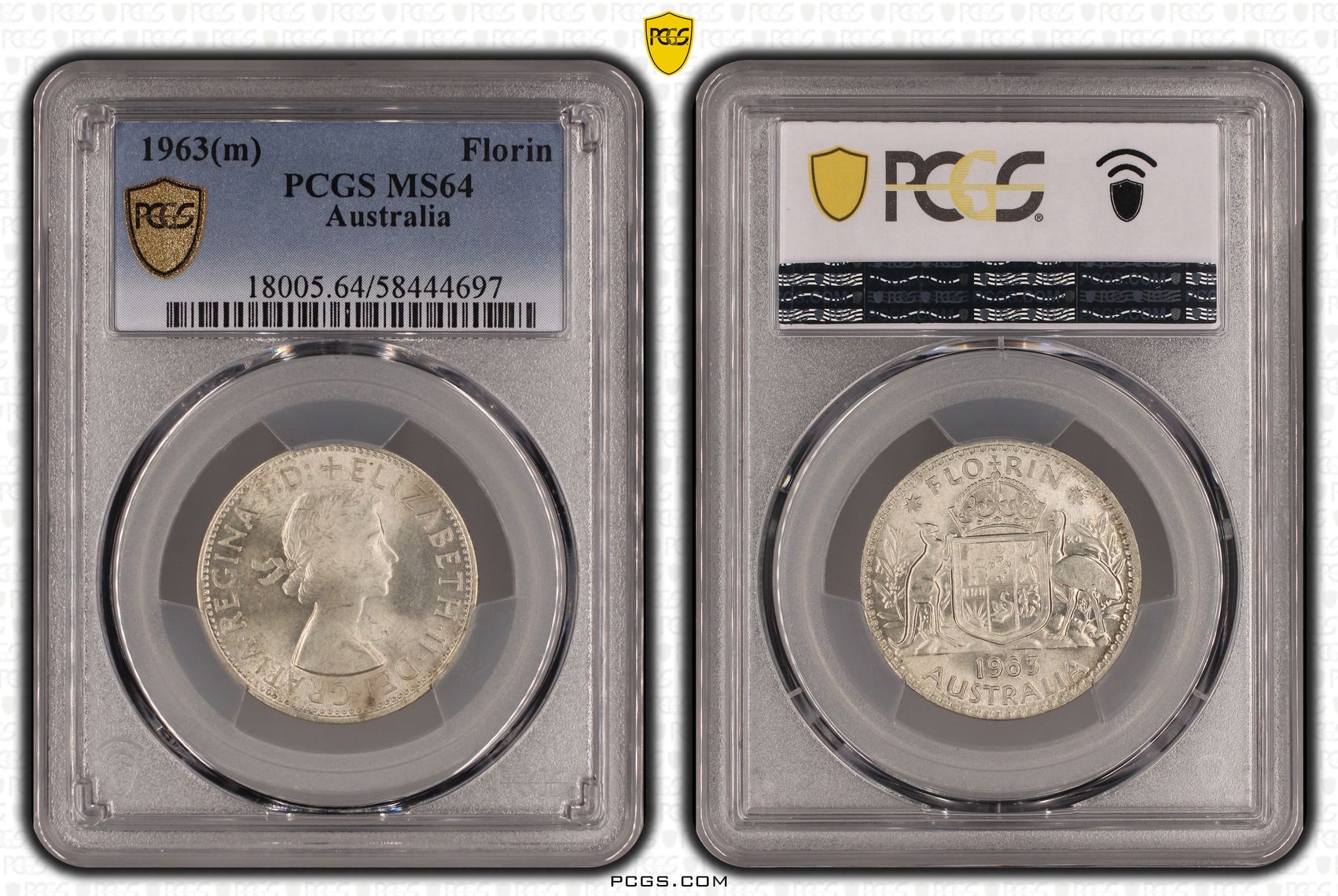 KM-60 Silver, Florin, 1963(m), PCGS MS64