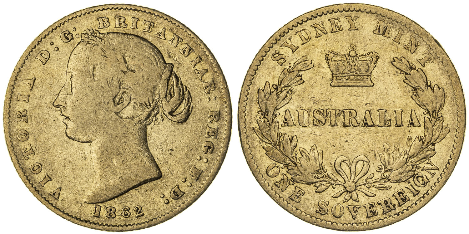 Victoria, Sydney Mint Reverse - Type II, Sovereign, 1862, VG