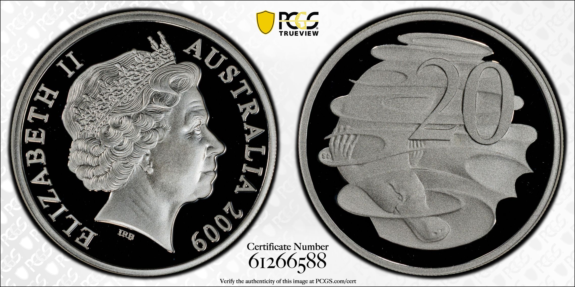 Silver, Twenty Cent, 2009, PCGS PR69DCAM