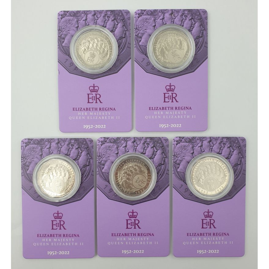 QEII Regina 50c Carded Coins (x5)