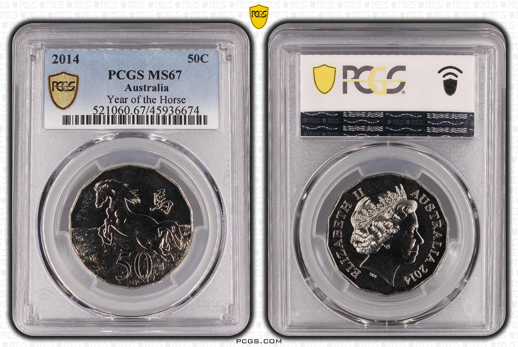 2014 Australia Fifty Cent, 50c Horse PCGS - MS67 -674