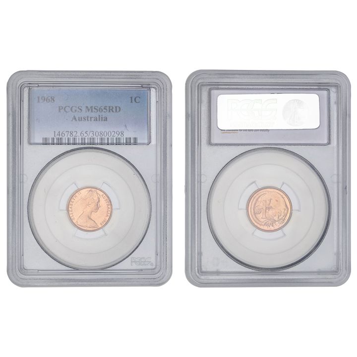 Elizabeth II, One Cent, 1968, PCGS MS65RD