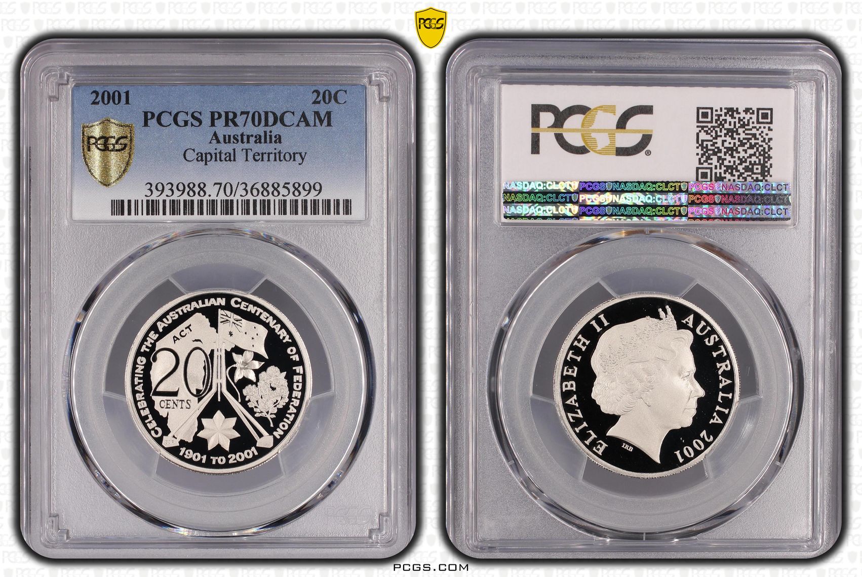 2001 Australian Twenty Cent, 20c Proof Capital Territory PCGS - PR70DCAM POP 50/0 -899