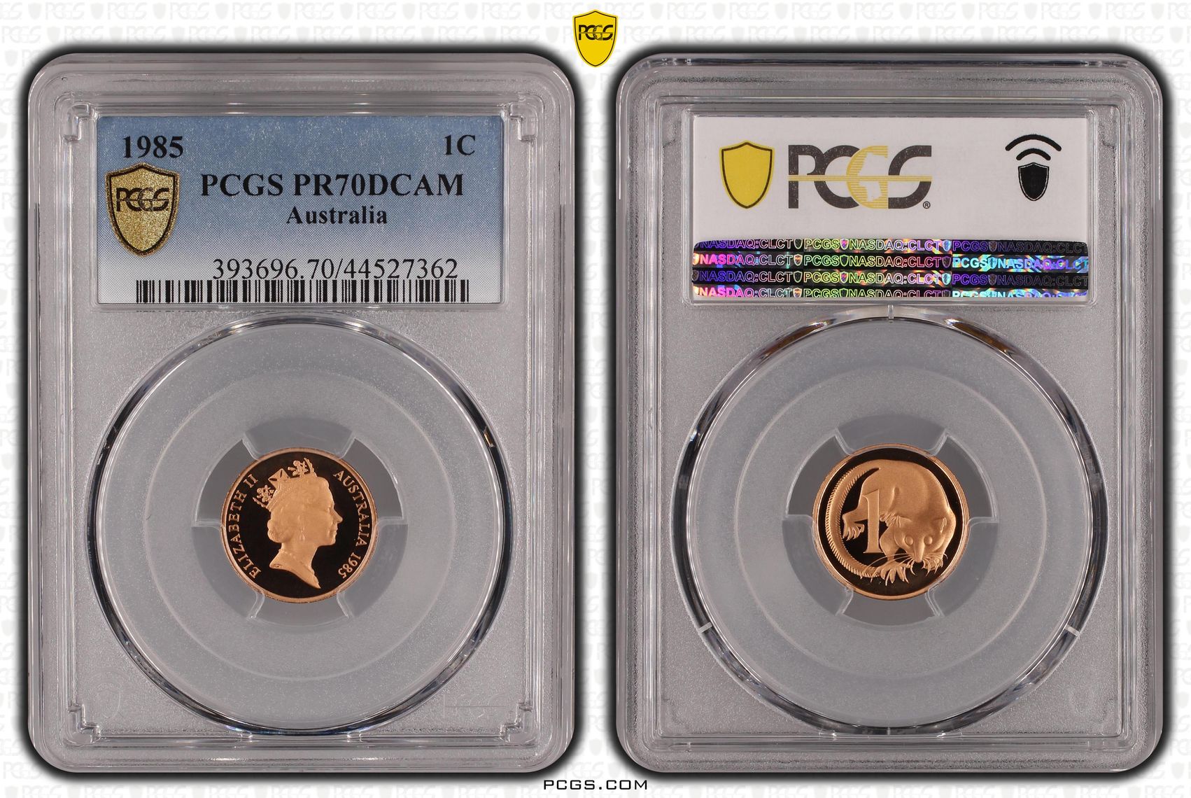 348 · 1985 Australian One Cent, 1c Proof PCGS - PR70DCAM POP 34/0 -362