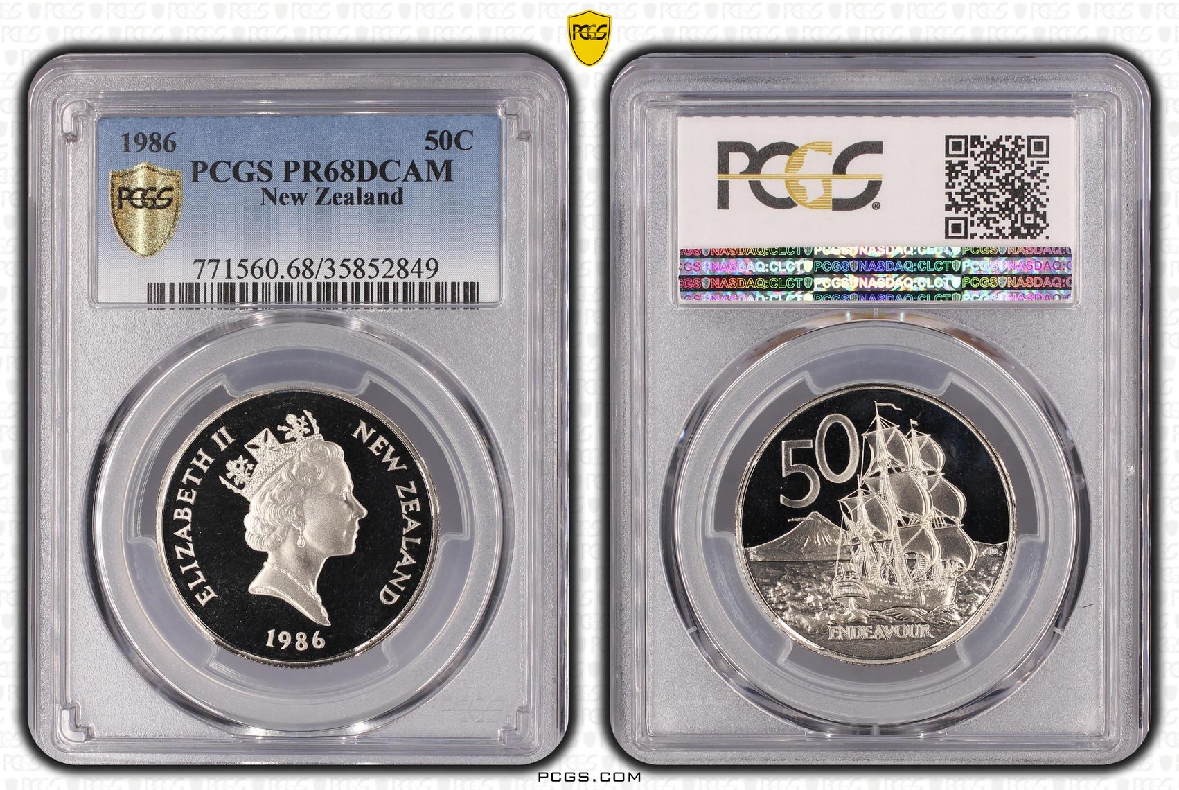 New Zealand, Fifty Cent, 1986, PCGS PR68DCAM