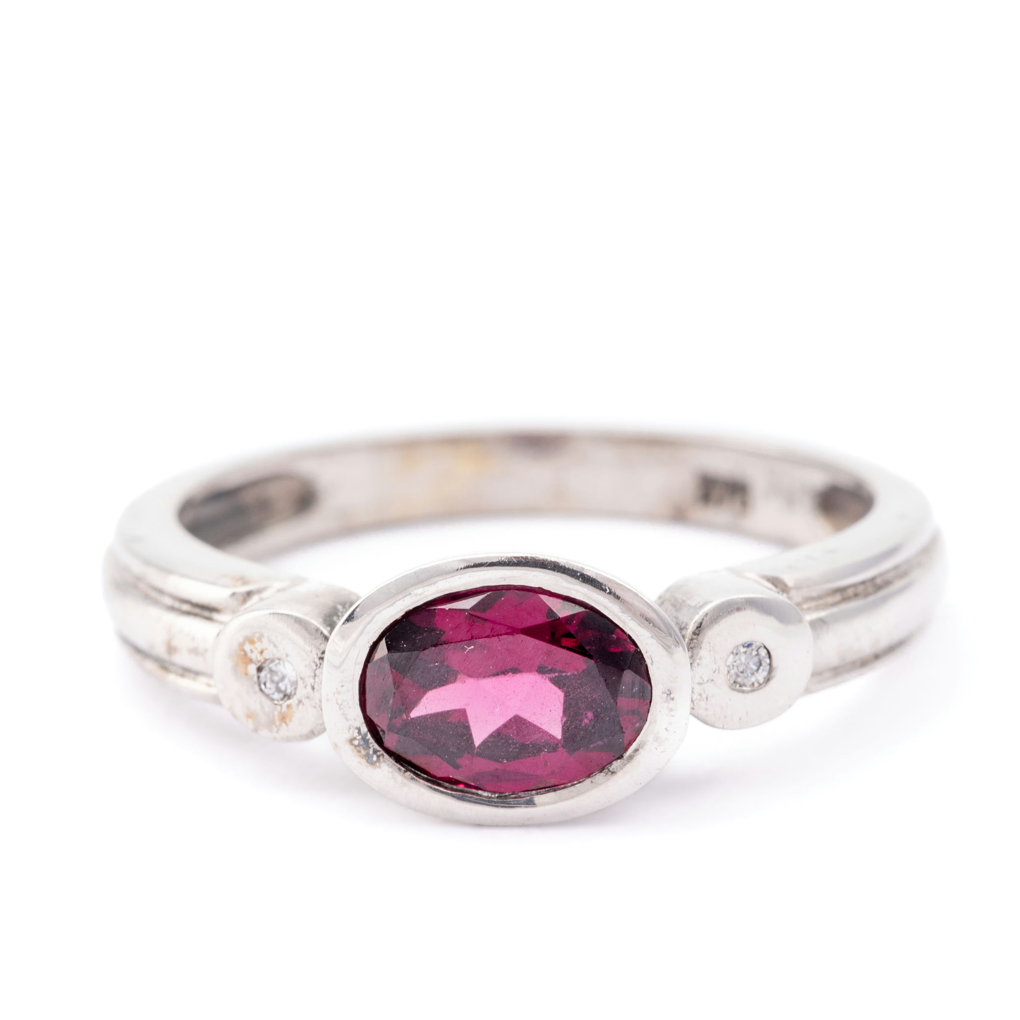 Garnet & Diamond Ring 9ct Gold,
