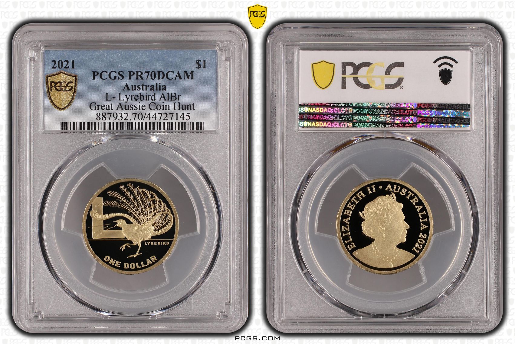 2021 Australia One Dollar, $1 L- Lyrebird AlBr PCGS - PR70DCAM POP 14/0 -145