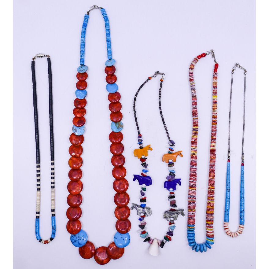 Box 5pc Southwest Coral & Turquoise Necklaces