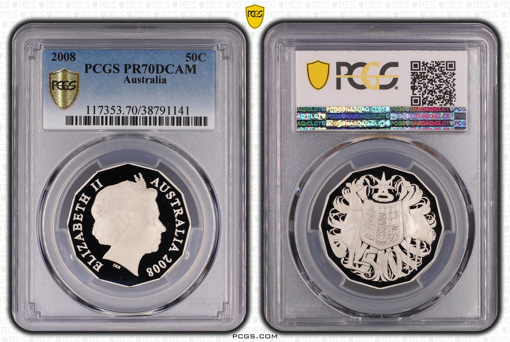 310 · 2008 Australia Fifty Cent, 50c Proof PCGS - PR70DCAM POP 43/0 -141