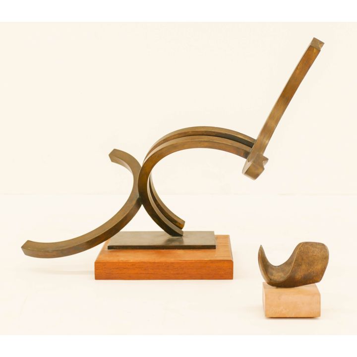 2pc Charles W. Smith Modernist Bronze Sculptures