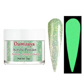 GLOW IN THE DARK GLITTER ACRYLIC NAIL POWDER GREEN COLORS 1OZ (AP073) FOR SPRING NAIL ART DESIGN