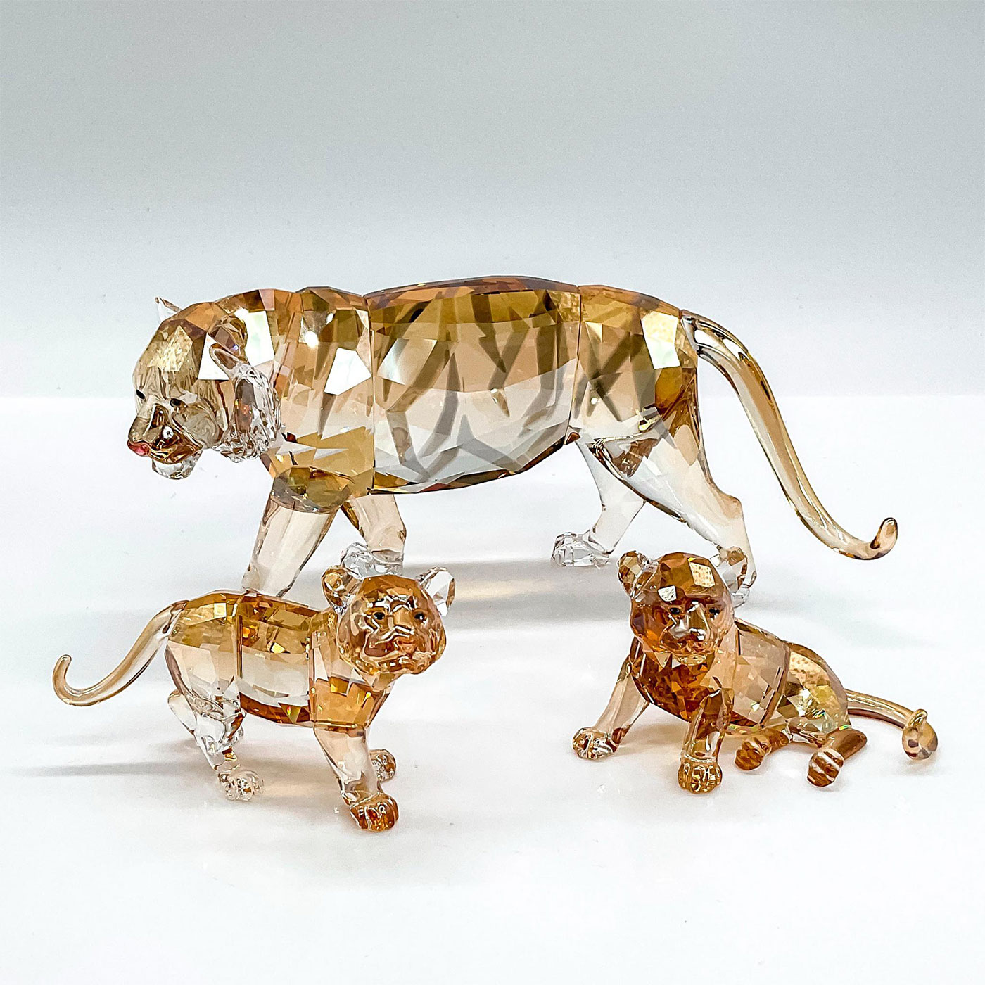 3pc Swarovski Crystal Figurines, Tiger 1003148 and Cubs | Lion and 