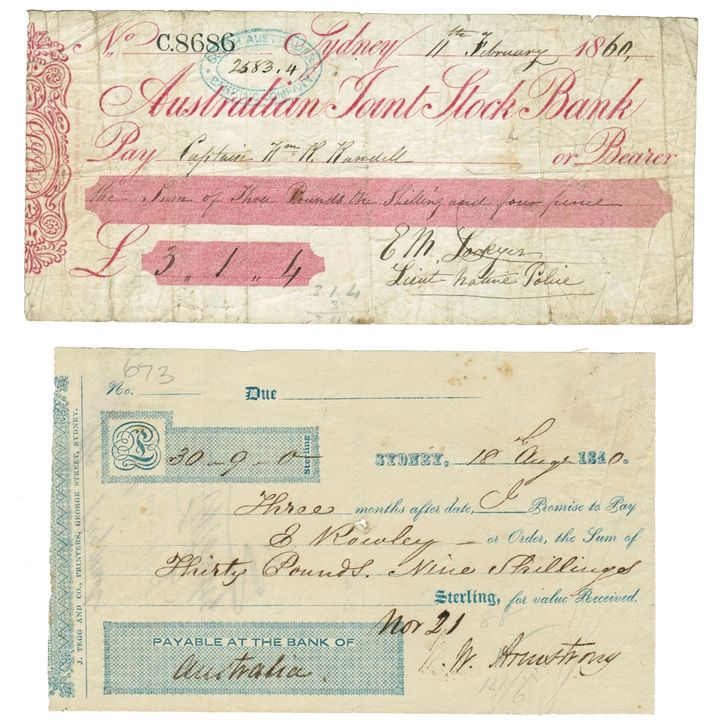 1840 & 1860  Sydney Cheque