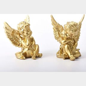 LEMONADEUS GOLD ANGELS RESIN CHERUBS STATUE FIGURINE INDOOR OUTDOOR HOME GARDEN DECORATION ADORABLE ANGEL SCULPTURE CUTE ANGEL COL