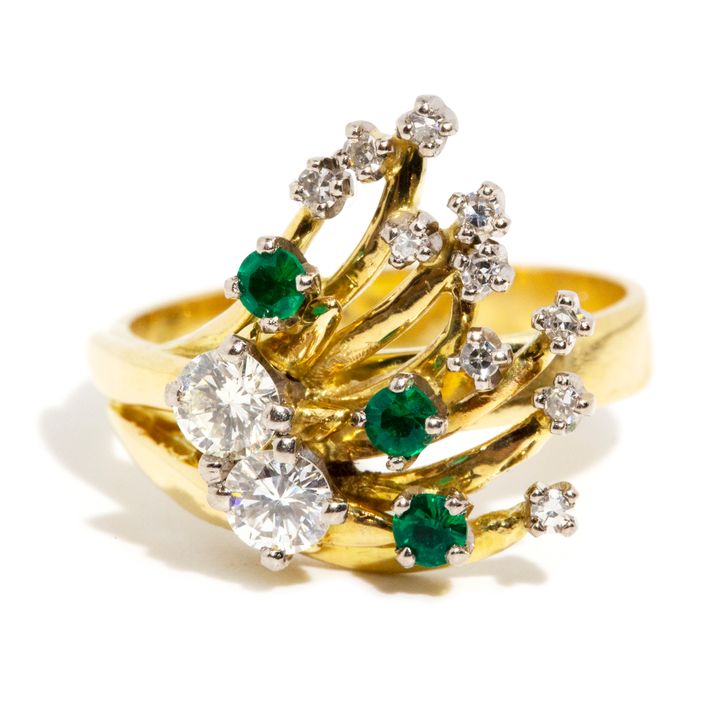 Diamond & Synthetic Emerald 18ct Gold Ring,