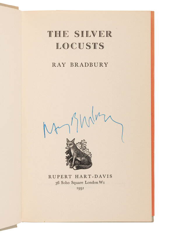 BRADBURY, Ray. The Silver Locusts. FIRST EDITION. SIGNED. 