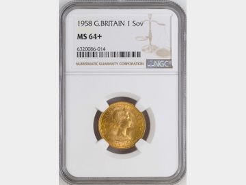 1958 PRE-DECIMAL GOLD SOVEREIGN MS64+ ELIZABETH II