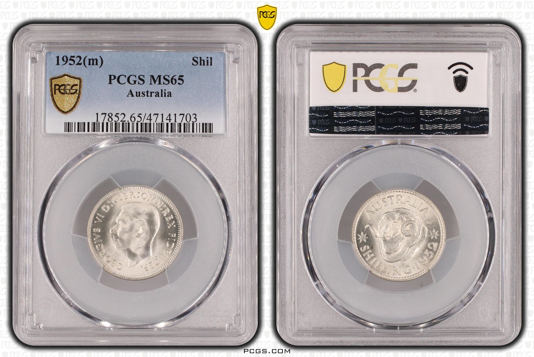 George VI, Shilling, 1952, PCGS MS65