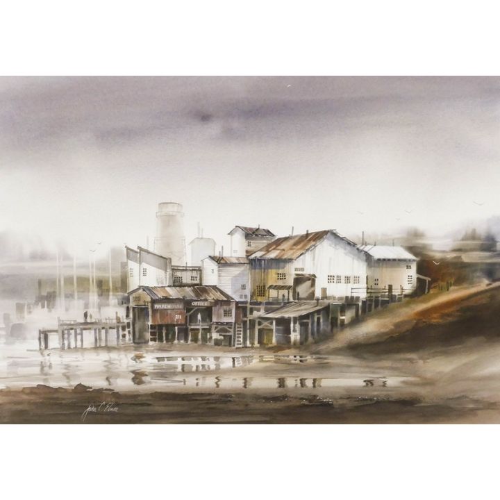John Ebner ''Fish Town'' Watercolor
