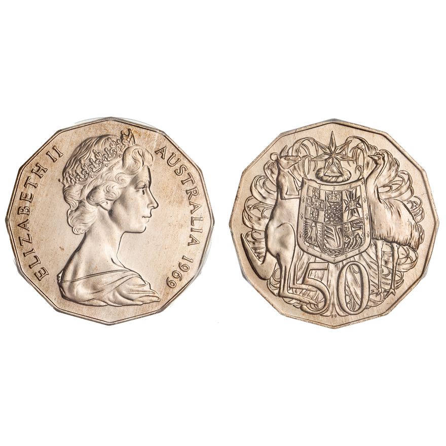 Elizabeth II, Yarralumla PNC , Fifty Cents, 1969, PCGS SP 66