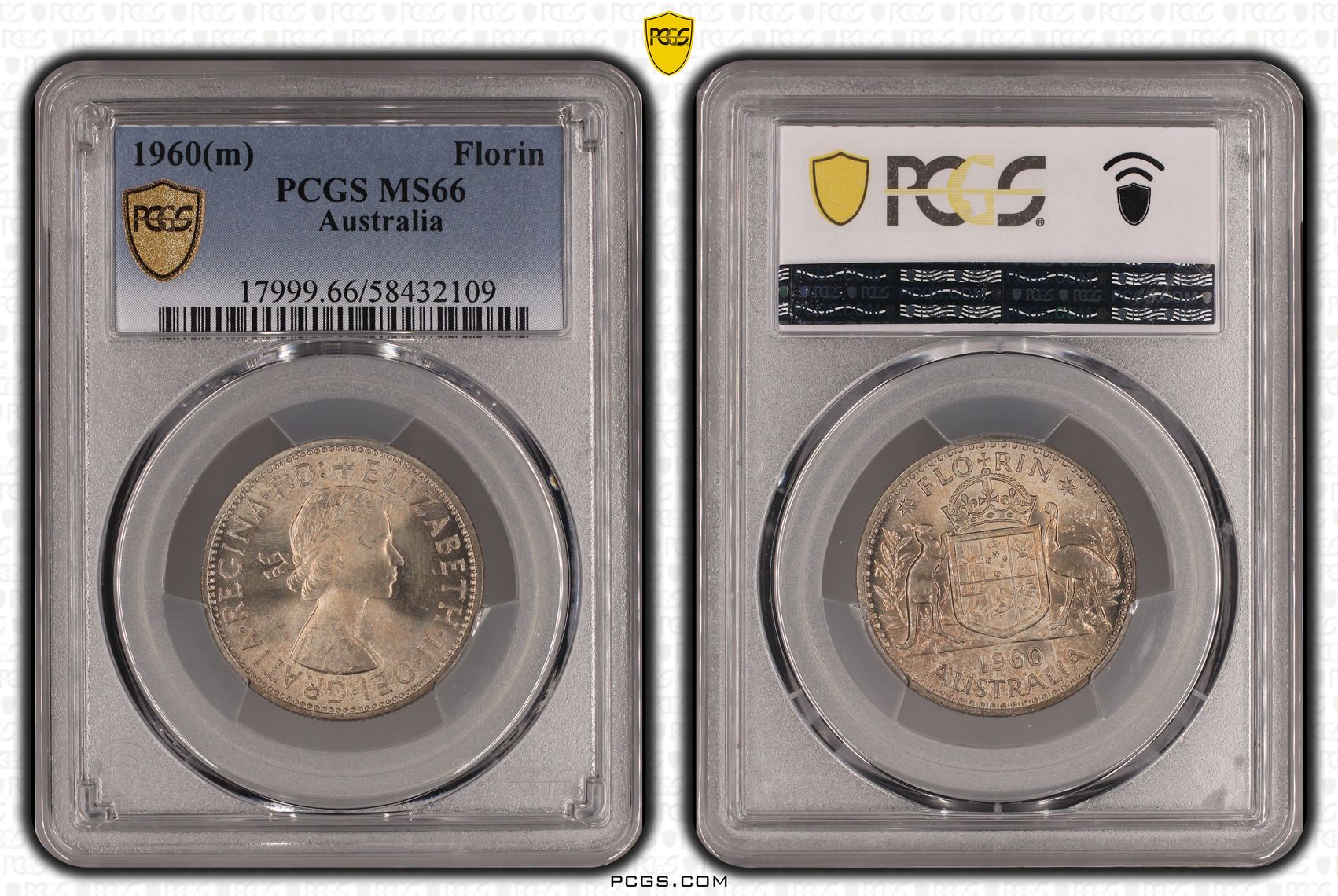 Elizabeth II, Florin, 1960, PCGS MS66