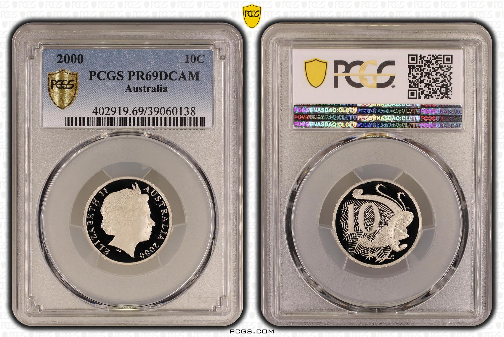 Elizabeth II, Ten Cent, 2000, PCGS PR69DCAM