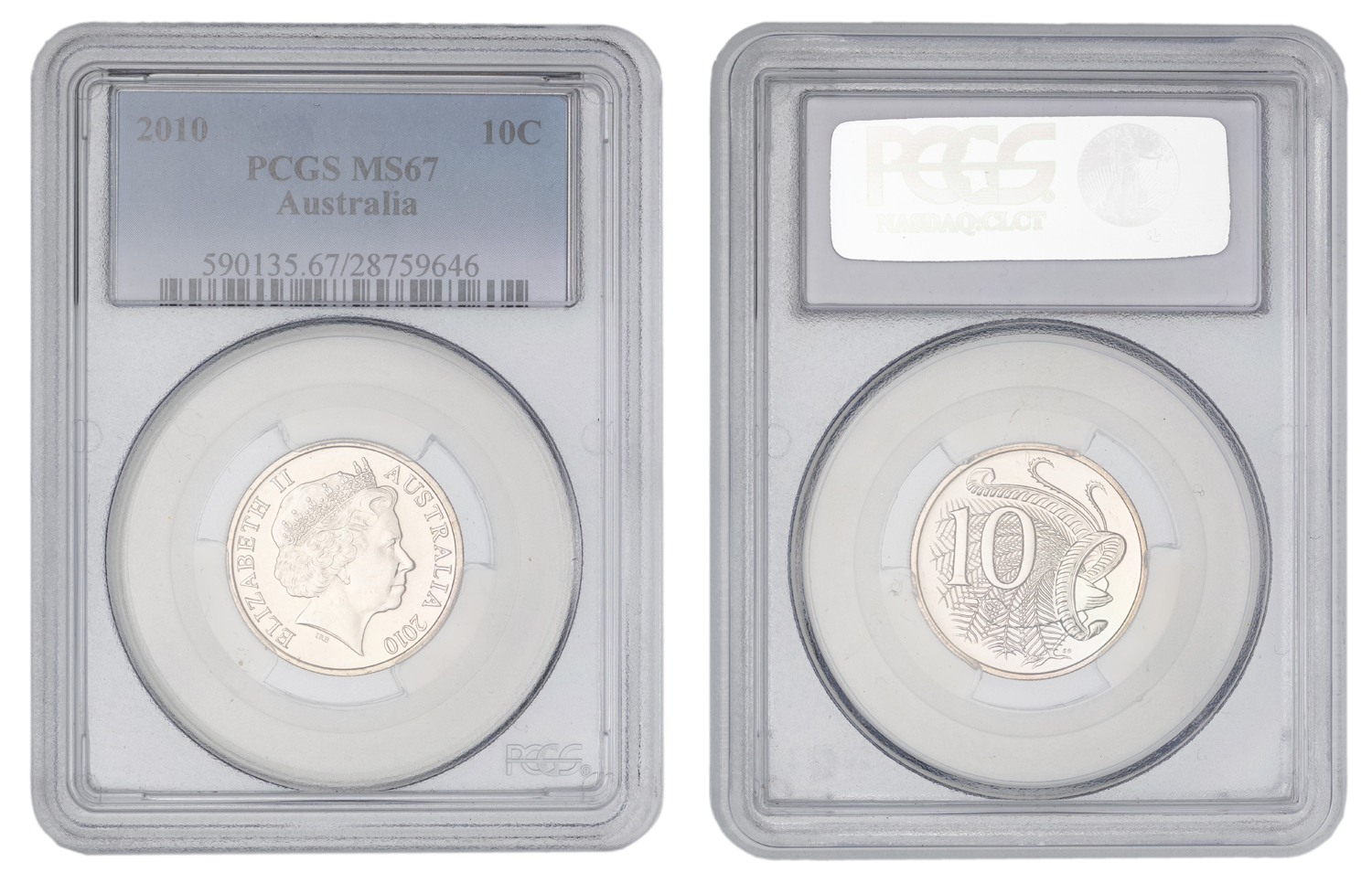 Elizabeth II, Ten Cent, 2010, PCGS MS67