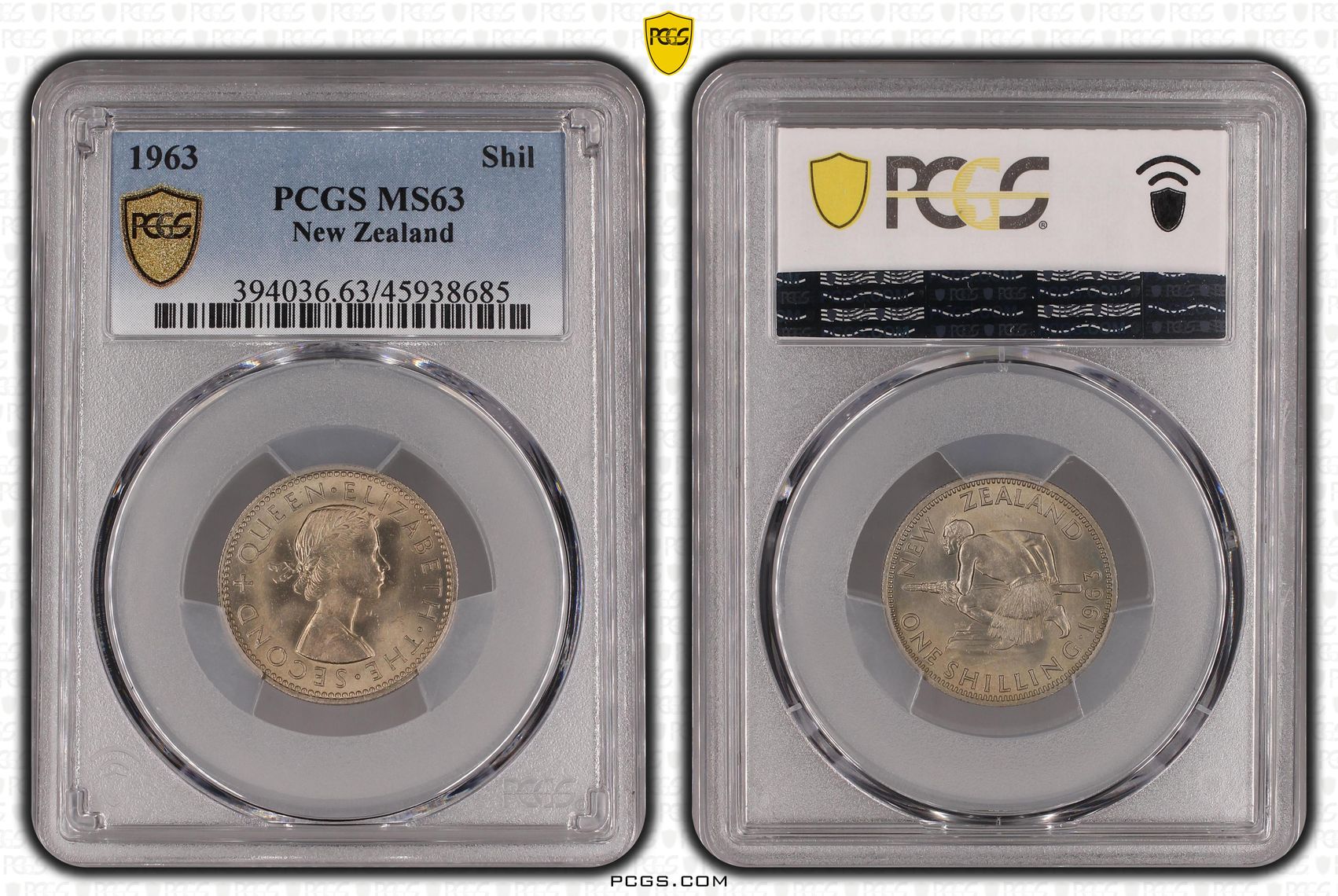 1963 New Zealand Shilling PCGS - MS63 -685