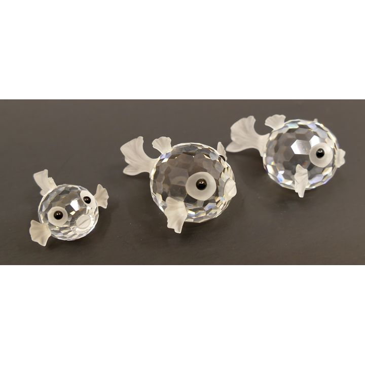 3pc Swarovski Crystal Puffer Fish with Boxes- 1.5 to 2''