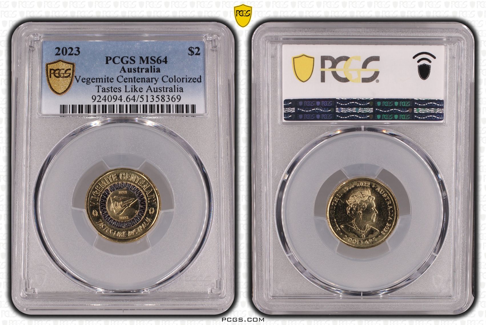 Vegemite Centenary Colorized Tastes Like Australia, Two Dollar, 2023, PCGS MS64