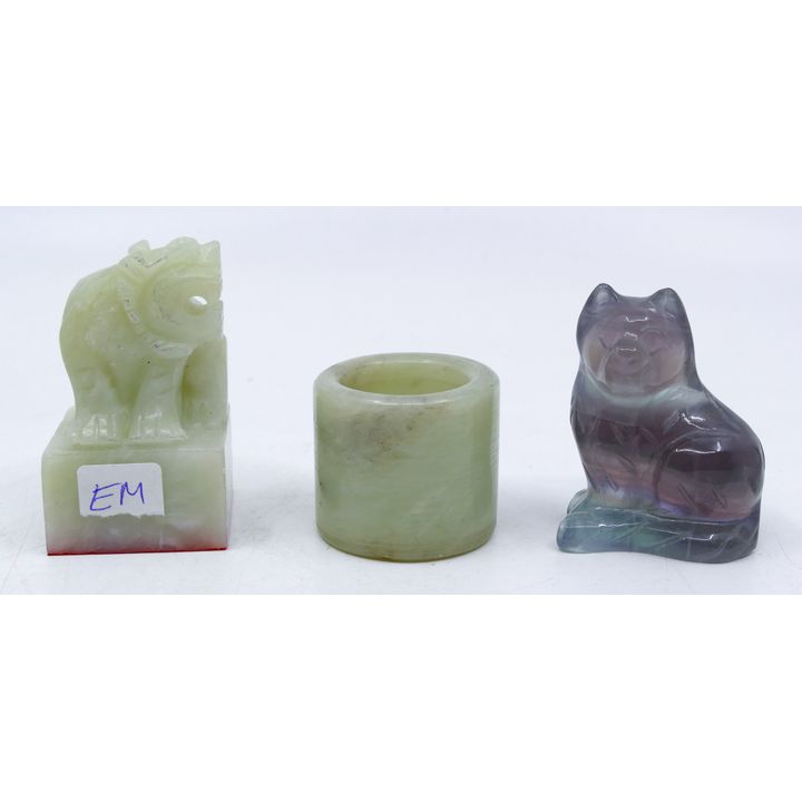 Box Chinese Jade Archer Thumb Ring etc.