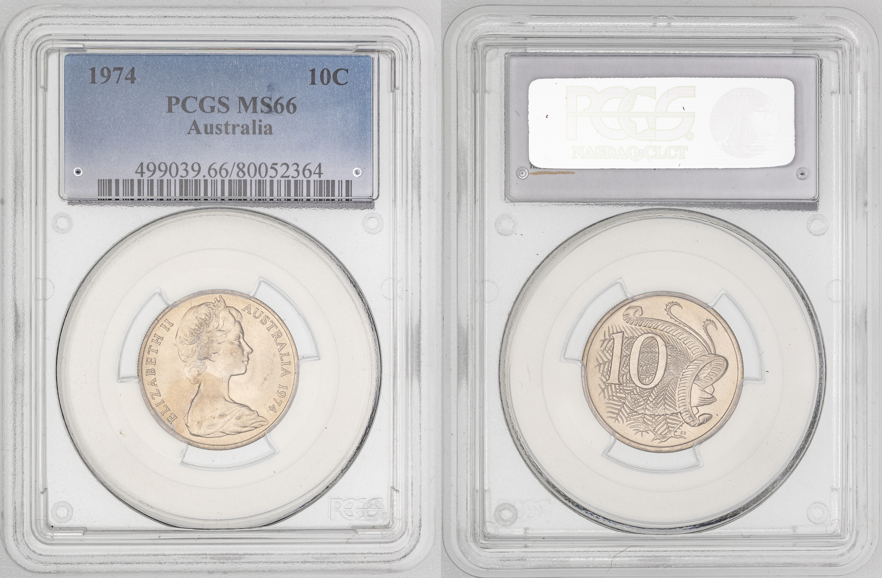208 · Elizabeth II,  , Ten Cent, 1974, PCGS MS66