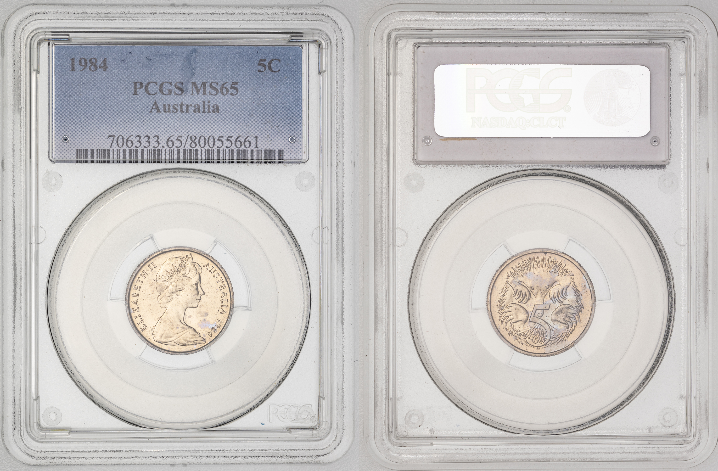 Elizabeth II, , Five Cent, 1984, PCGS MS65