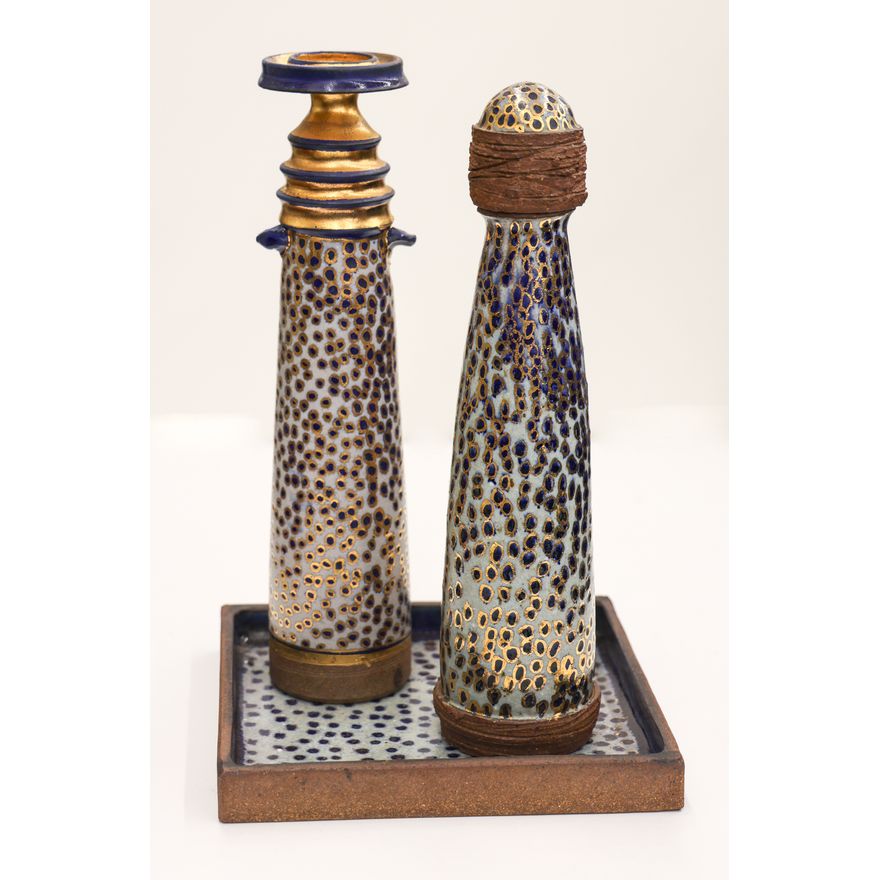 Robert Sperry Cobalt and Luster Trio Stoneware