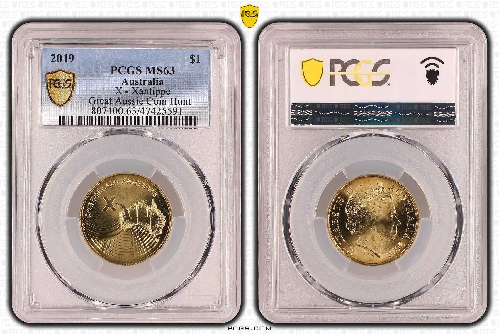 X - Xantippe Great Aussie Coin Hunt, One Dollar, 2019, PCGS MS 63