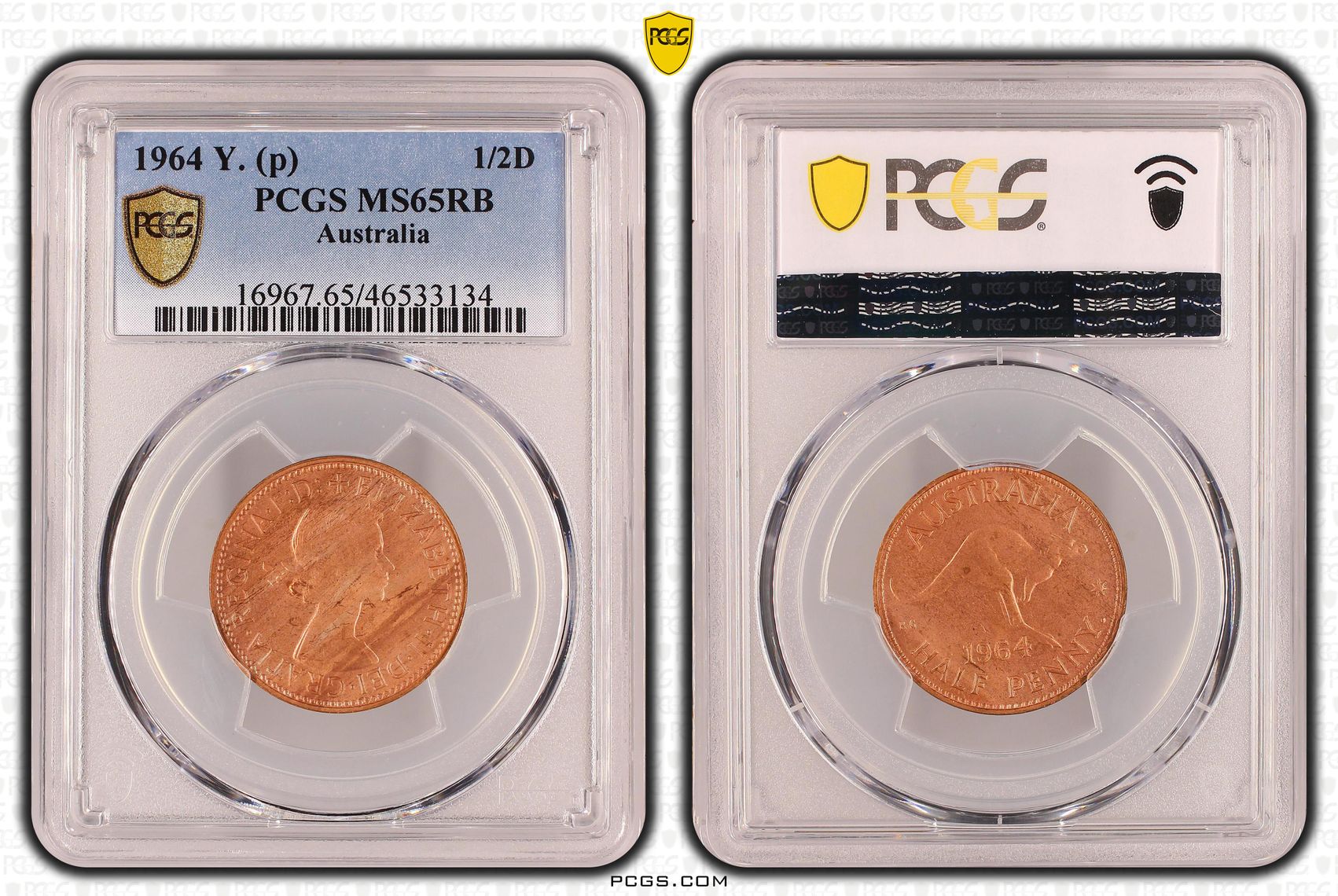 Elizabeth II, Half penny, 1964 Y. (p), PCGS MS65RB