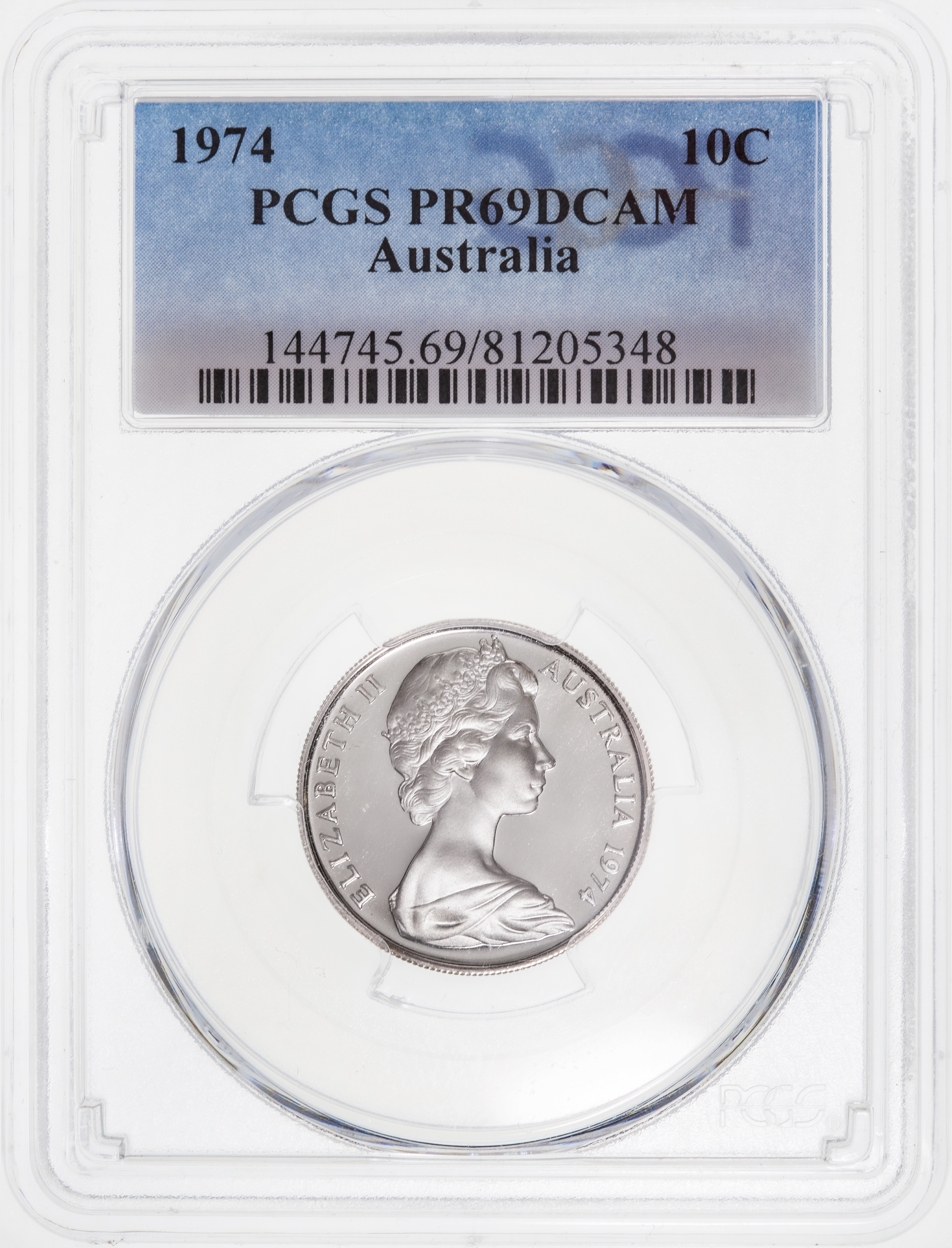 Ten Cent, 1974, Pcgs Pr69dcam