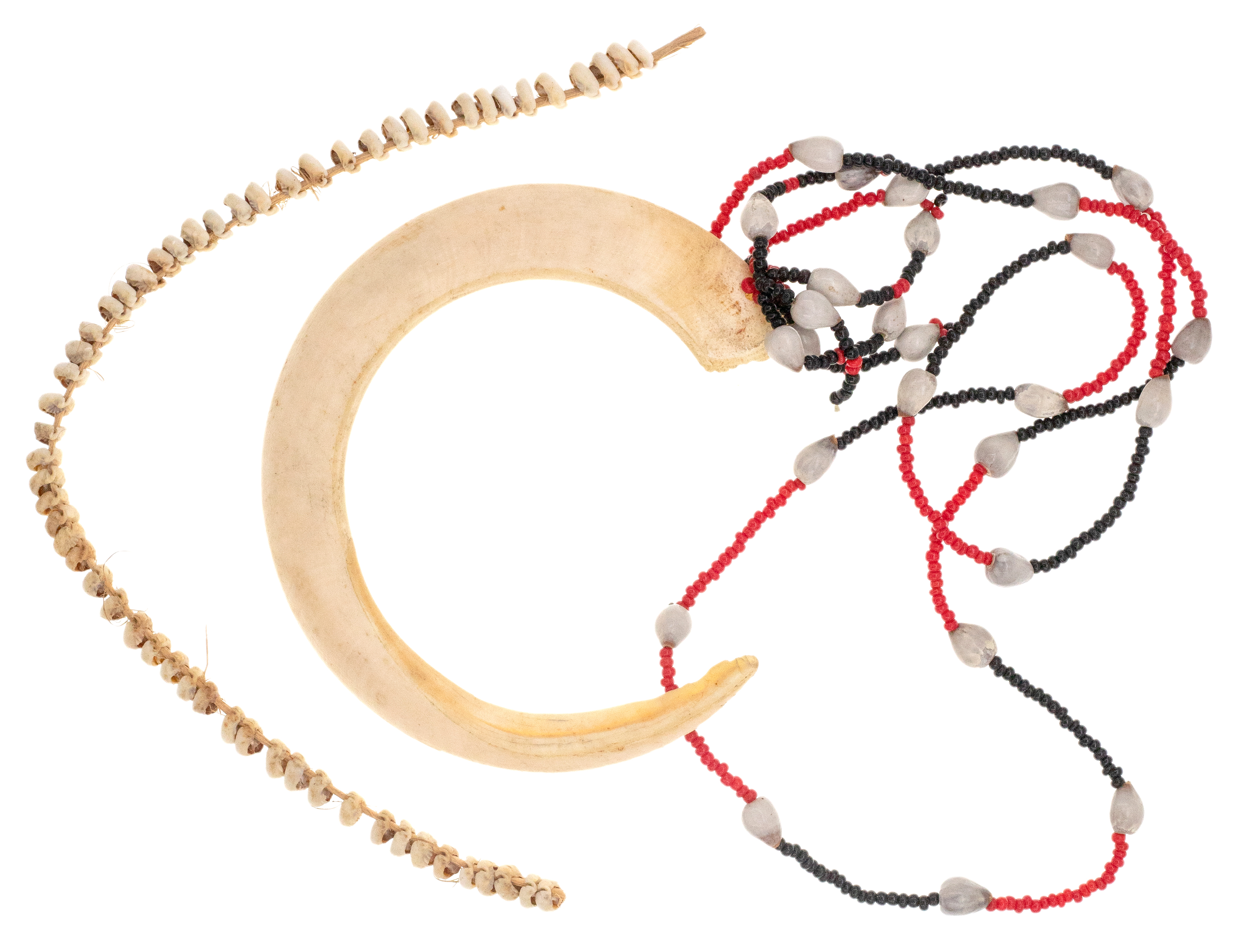 Papua New Guinea, Boar Tusk & Bead Necklace, 1960s, VGC