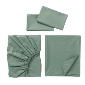 Luscious Living Fitted Sheet Flat Sheet 2 Pillow Cases Green Green Queen |