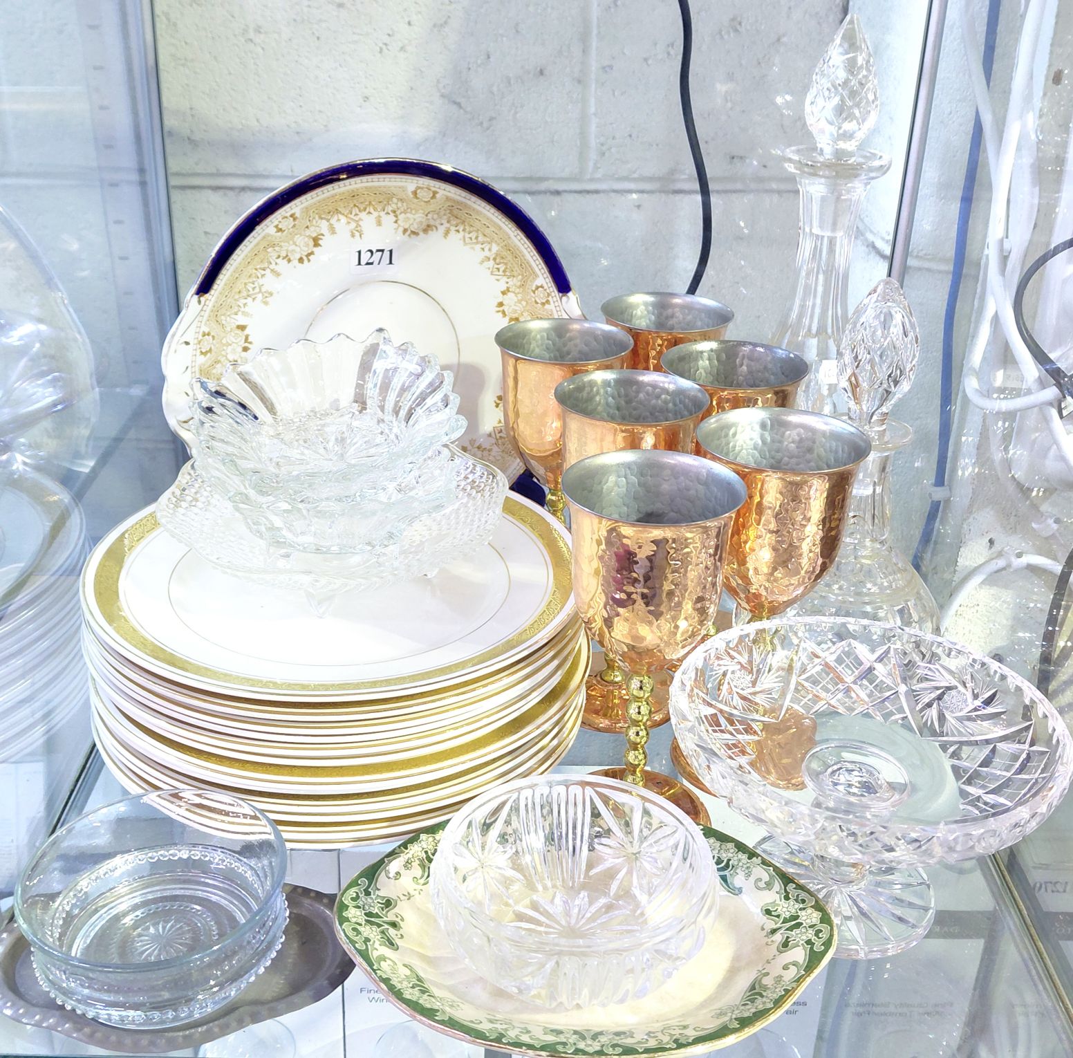English China, Crystal And Copper Goblets