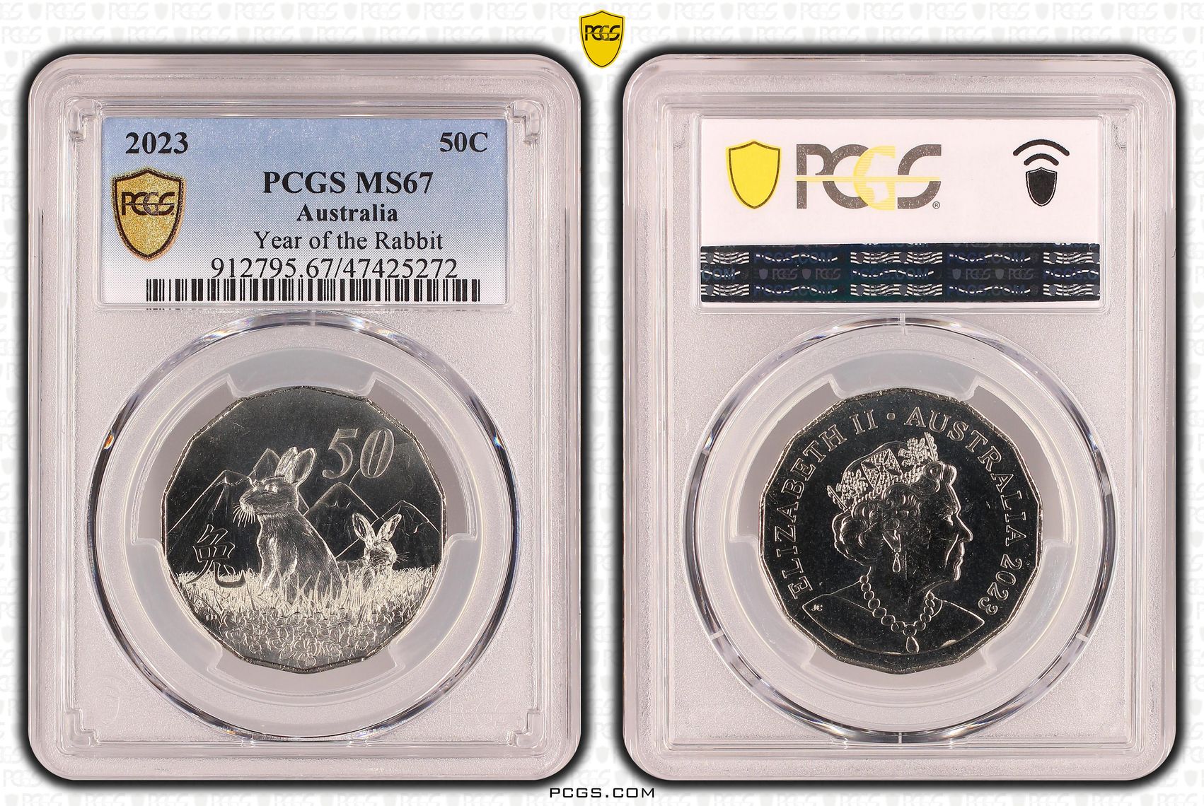 Year of the Rabbit, Fifty Cent, 2023, PCGS MS 67